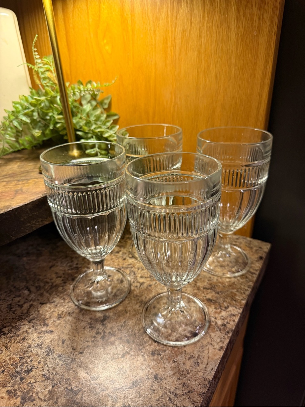 Anchor Hocking Clear Water Glass Goblet Annapolis 7" Set Of 4